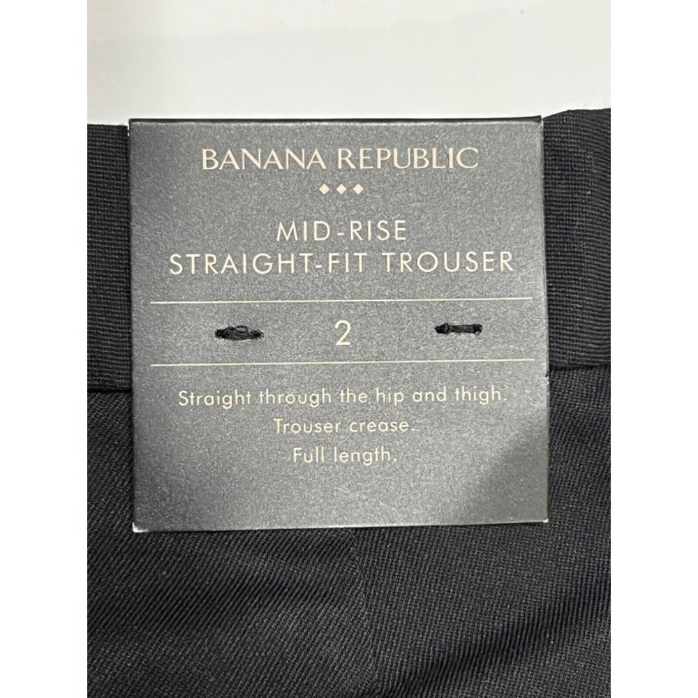 NWT BANANA REPUBLIC Mid Rise Straight Fit Trouser Pants Sz 2 Black #465051 - Picture 3 of 7